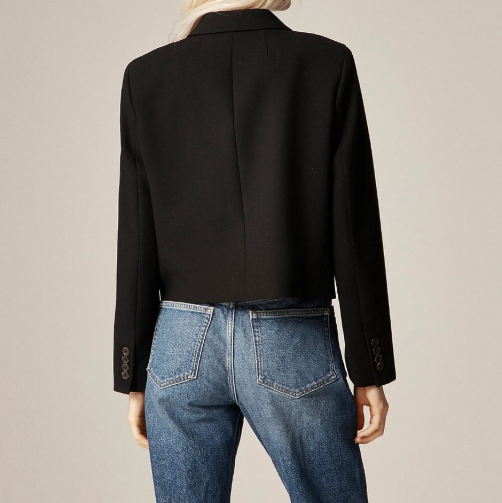 J Crew Cropped lady blazer in four-season stretch CN786 Size 2 Petite NWT Black - Picture 4 of 9